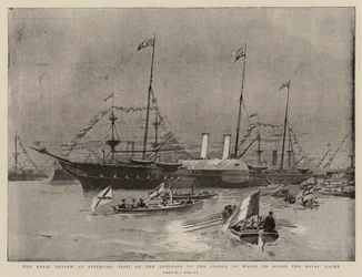 Die Marineparade in Spithead, Besuch der Admirale beim Prinzen von Wales an Bord der königlichen Yacht